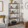 4 Tier Rustic Wood Metal Bookcase Y10378