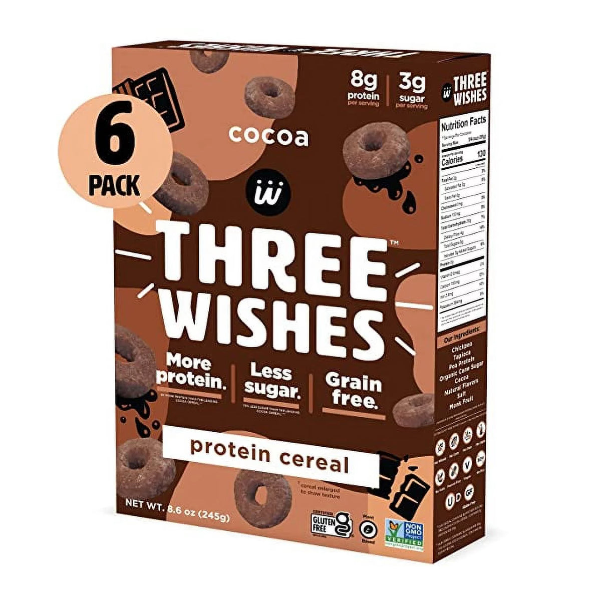 Protein and Gluten-Free Breakfast Cereal Cocoa 6 Pack B96617