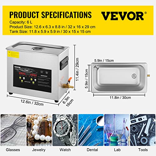6L Ultrasonic Cleaner with Heater Timer H503