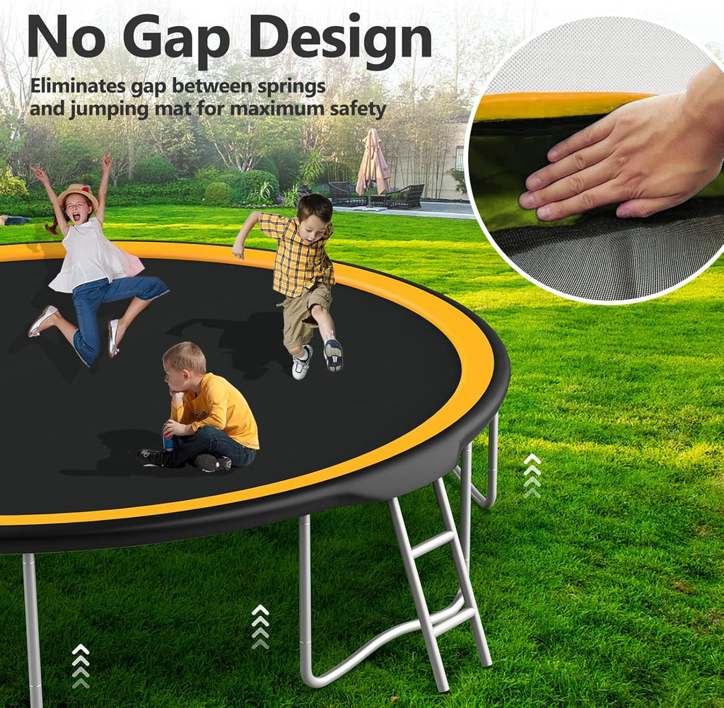Orange 15FT Trampoline with Enclosure Net and Basketball Hoop Y89557