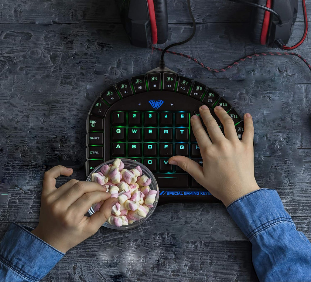 One Handed Mechanical Gaming Keyboard with RGB Backlit Effects F322