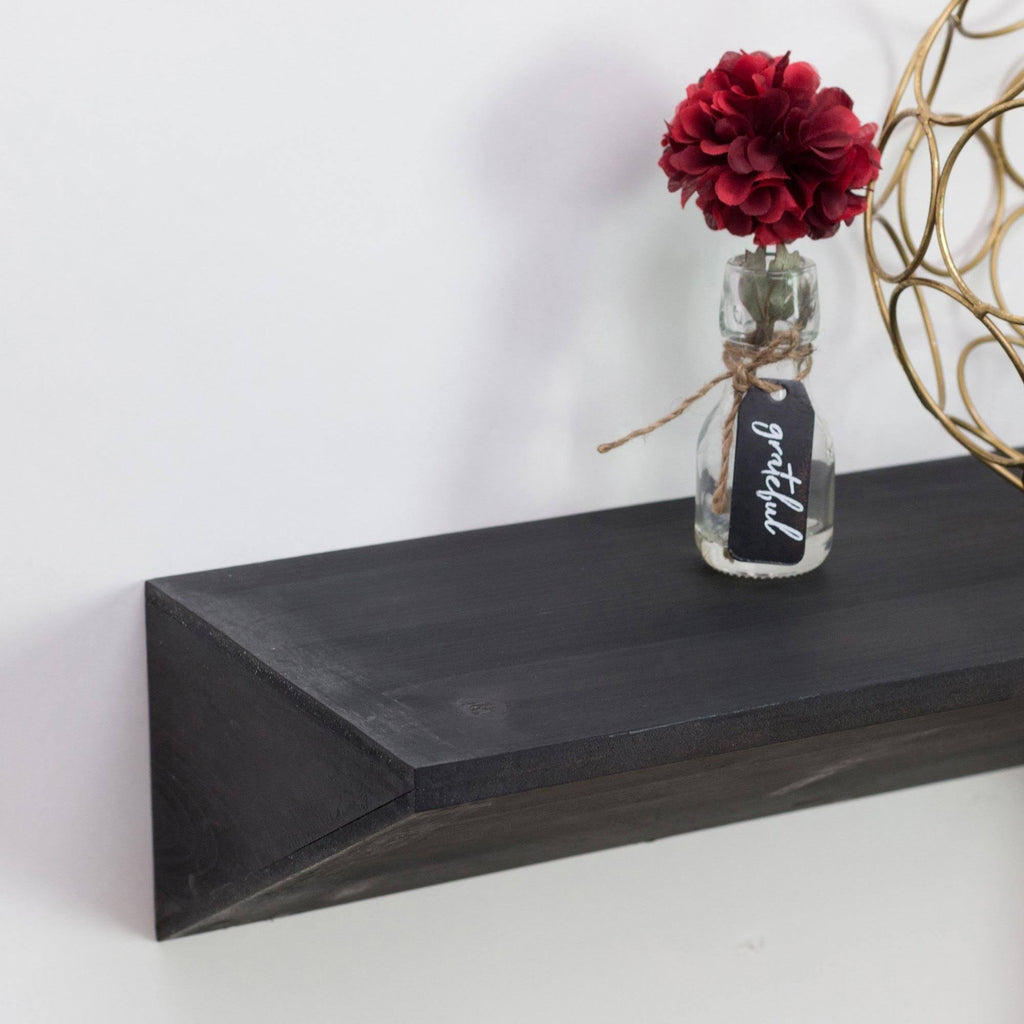 Large Black Wood Floating Wall Shelf H806199