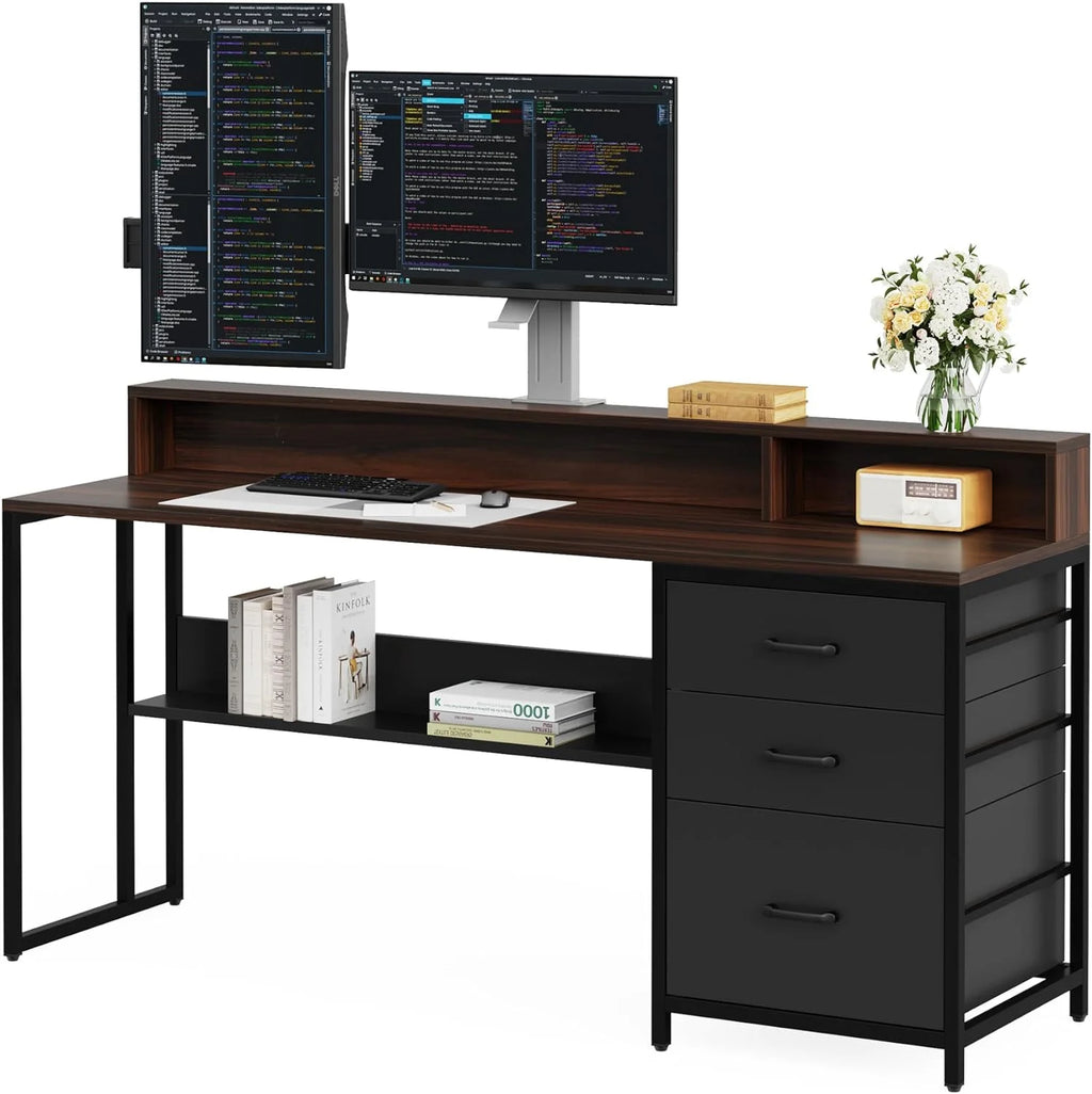 61 Inches Computer Desk with File Drawers E37609