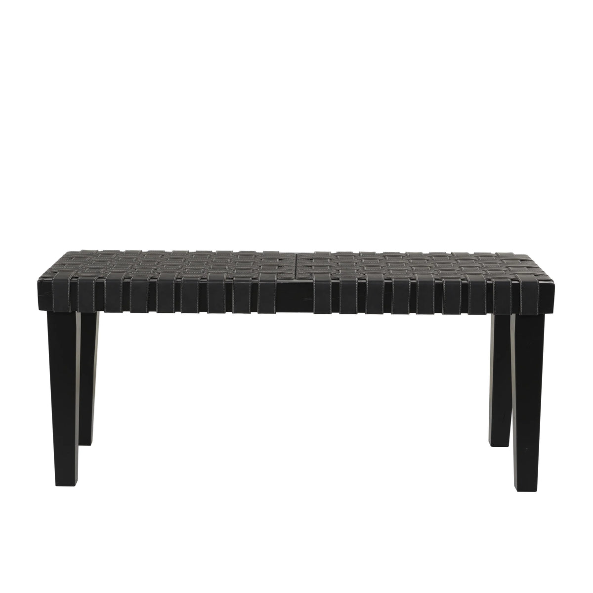 Black Wood Woven Bench A551