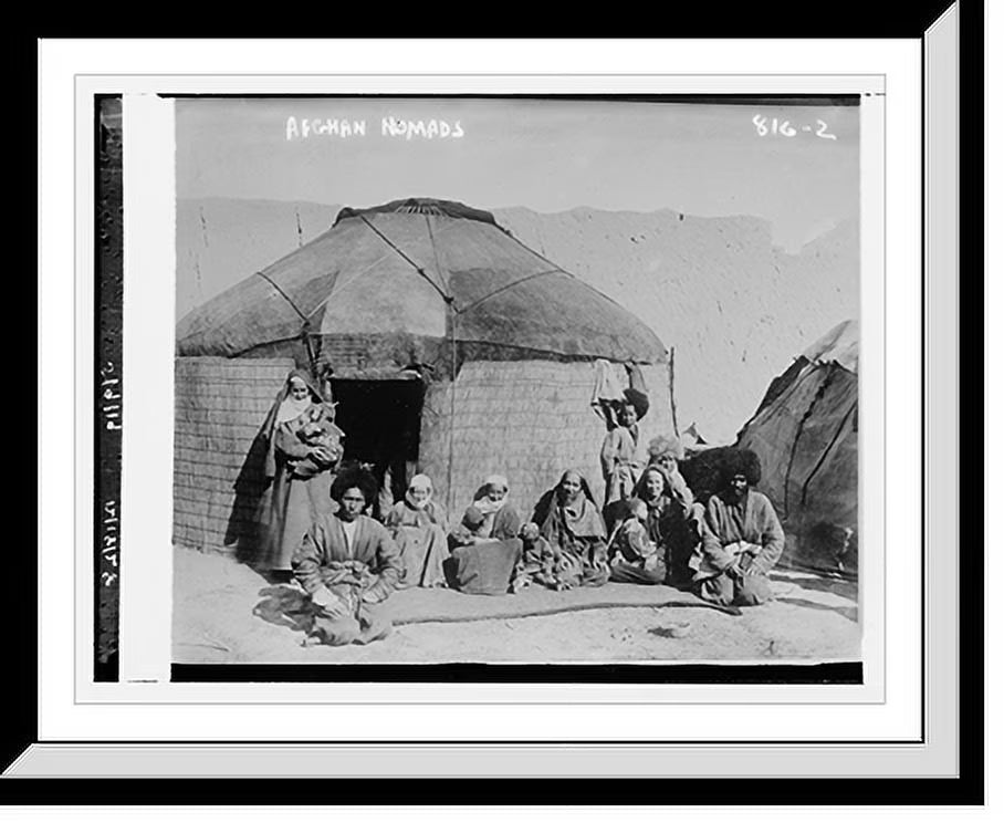 Historic Framed Print, Afghan nomads, seated outside tent, 17-7/8" x 21-7/8" T12747
