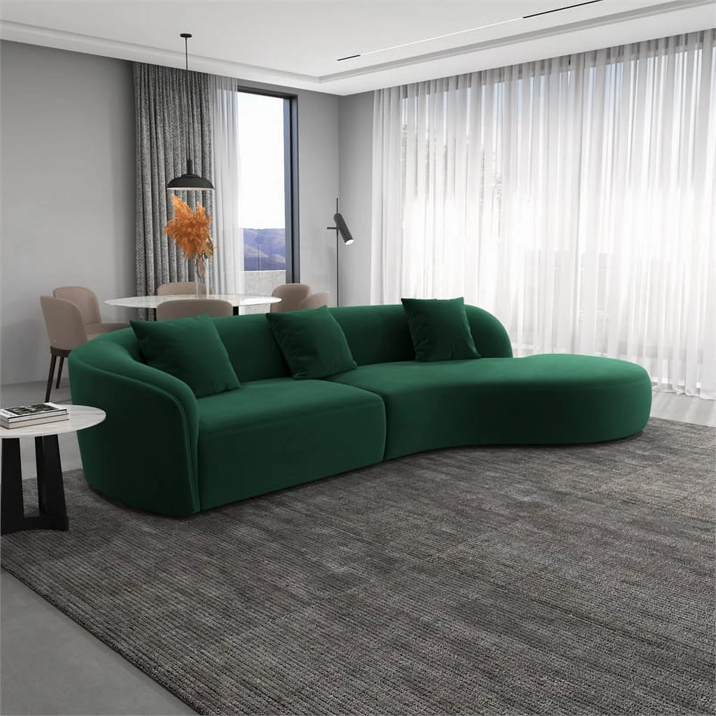 Green Velvet Curvy Couch K2471