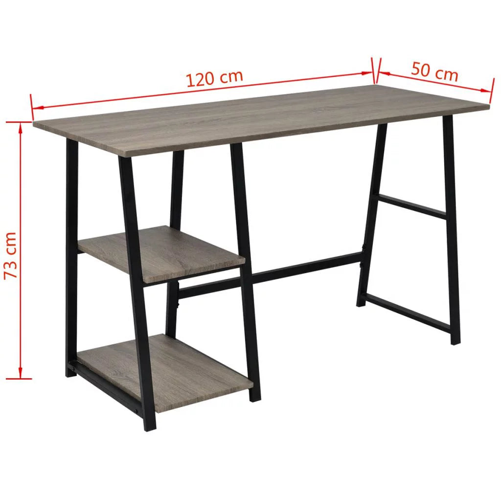 Gray and Oak Writing Desk with 2 Storage Shelves Z3220