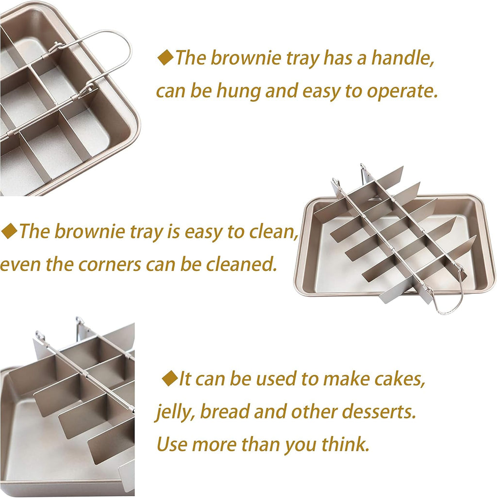 Non Stick Carbon Steel Brownie Pan with Built-in Slicer N970