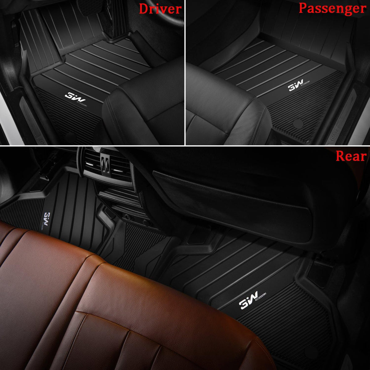Black Custom Fit Floor Liner for BMW X5 2014-2018 1st 2nd Row Full-Set Car Mats Y837041