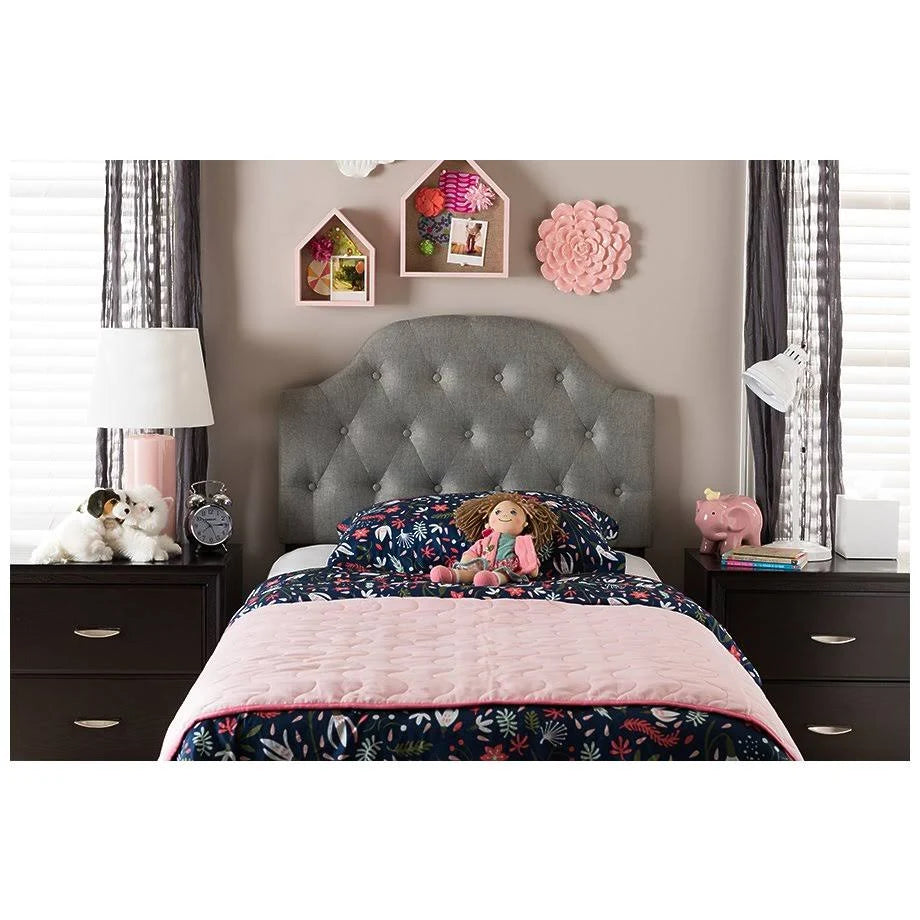 Grey Fabric Upholstered Twin Size Headboard I458418
