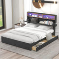 Upholstered Full Platform Bed with Shelf and 2 Drawers P6897