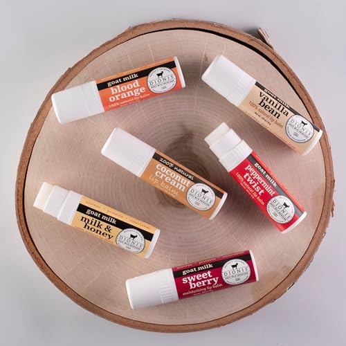 6 Pc Lip Balm Vanilla, Coconut, Milk & Honey, Berry, Peppermint, Blood Orange Scented Chapstick 0.28oz E90743