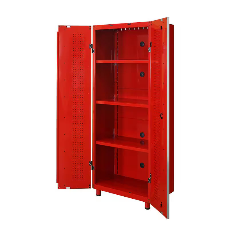 24-Gauge Steel Freestanding Garage Cabinet in Red J9639