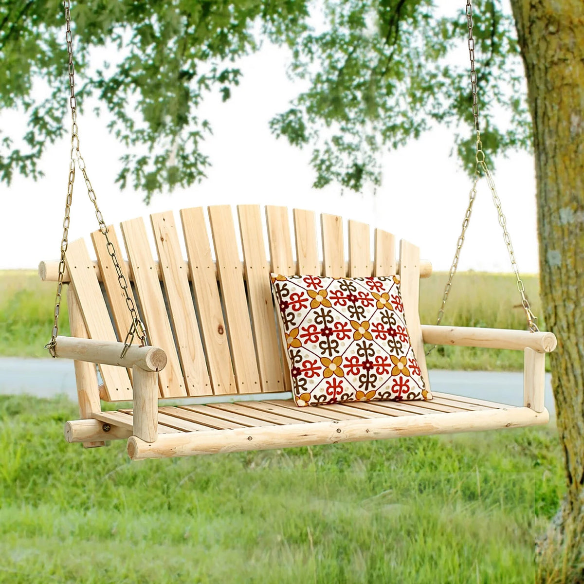 Unfinished Wood Porch Swing with Chains B75668