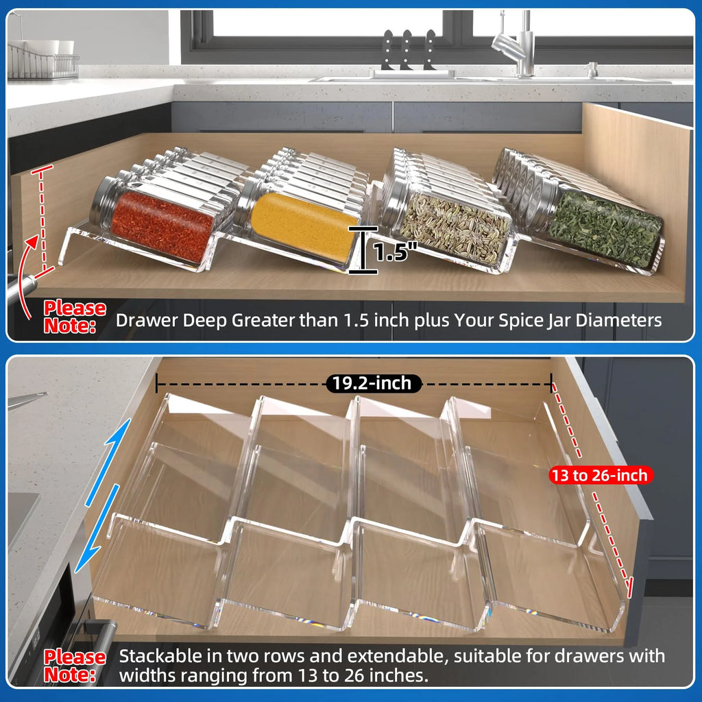 4 Tier 2 Set Expandable Acrylic Spice Drawer Organizer L96640