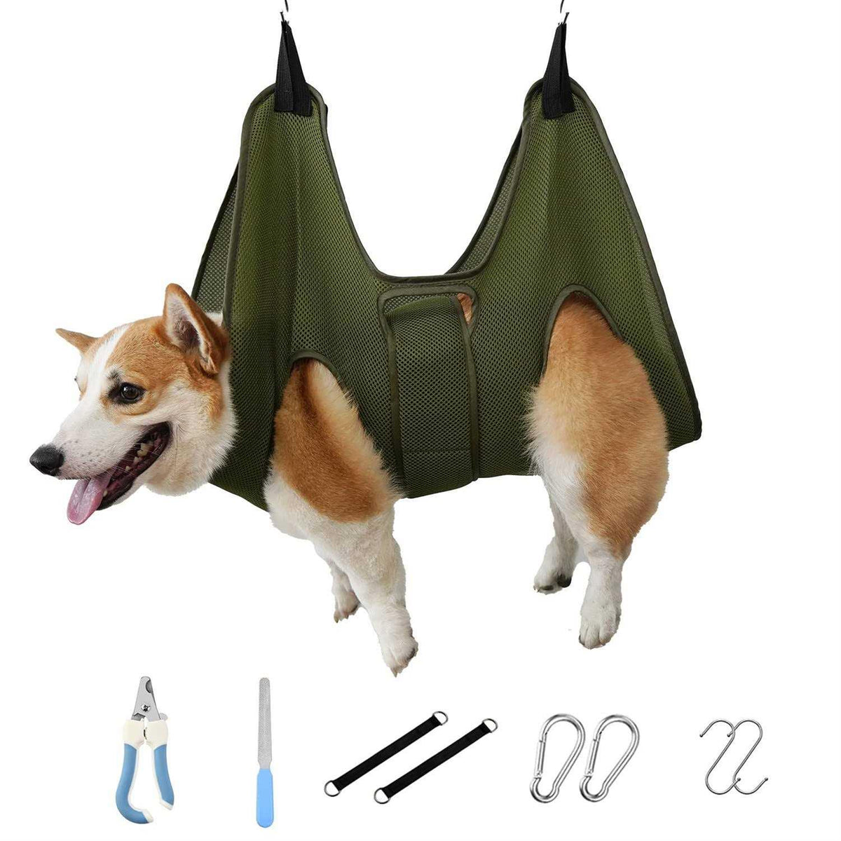 Pet Dog Grooming Hammock Harness with Nail Clippers P4582