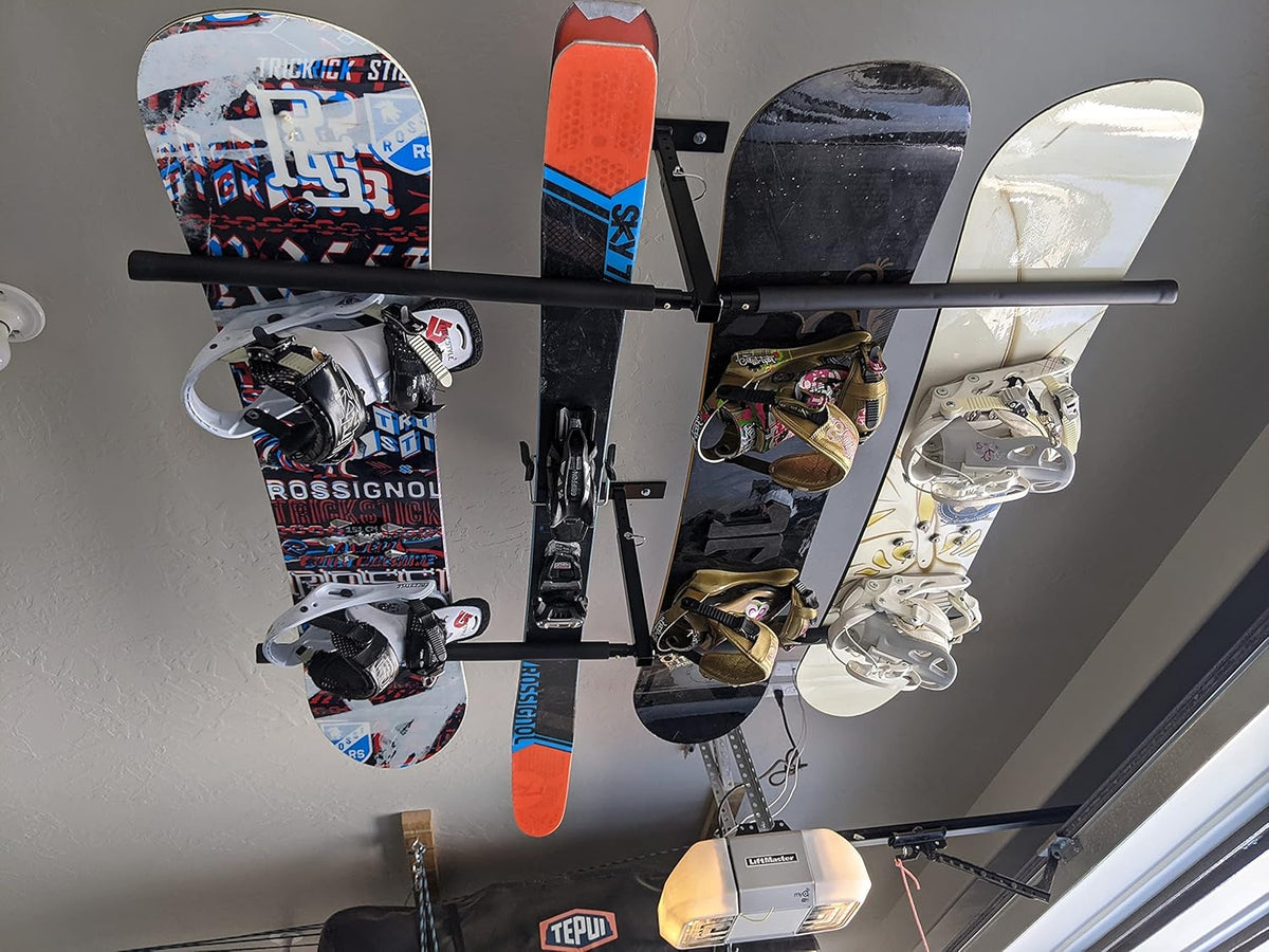 Ski and Snowboard Ceiling Storage Rack, Overhead Hanger Mount, Pack of 2 I88732