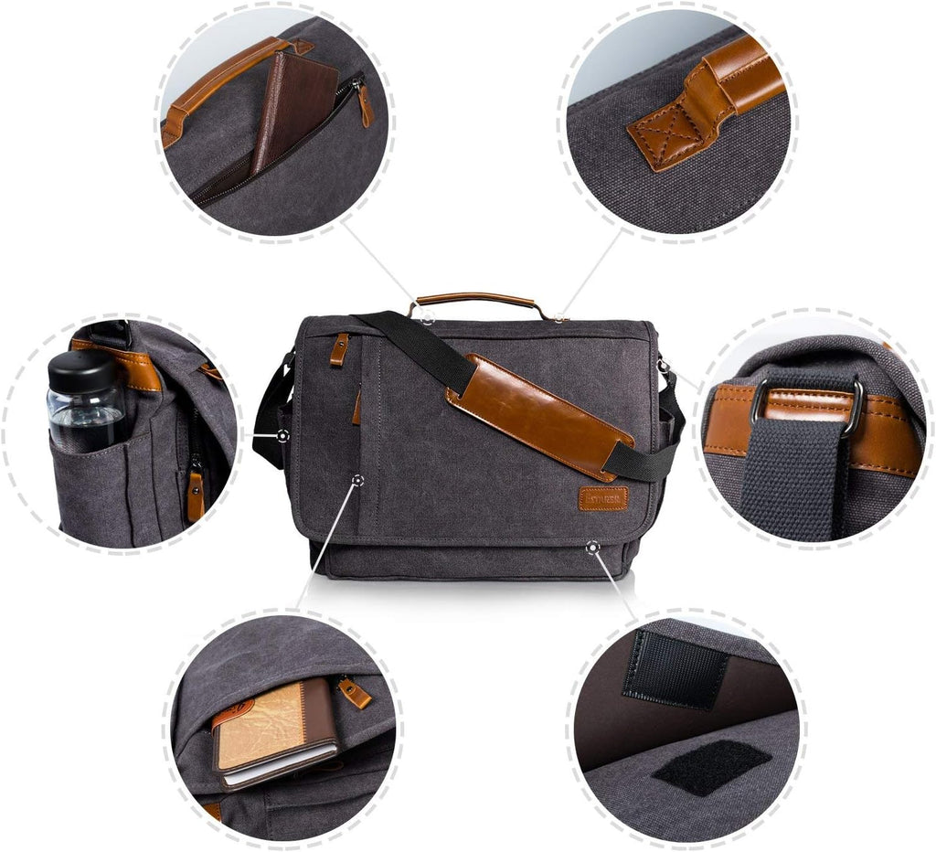 Water-resistance Canvas Shoulder Bag 15.6 Inch Laptop H669