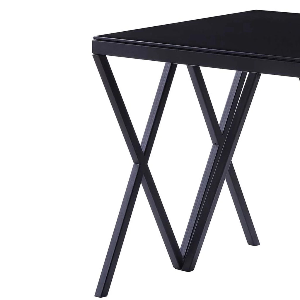 Black Metal End Table with Geometric Base T44773