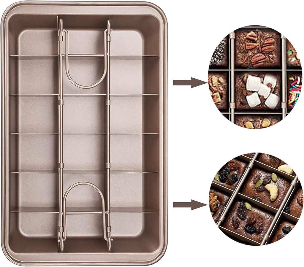 Non Stick Carbon Steel Brownie Pan with Built-in Slicer N970