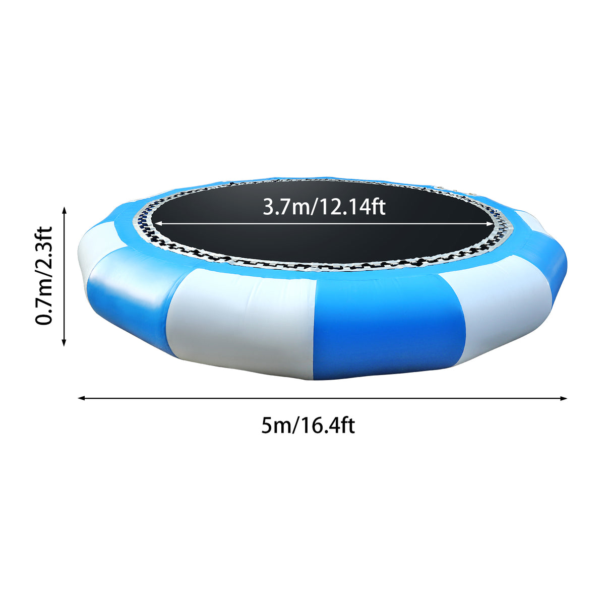 17ft Inflatable Water Trampoline Blue and White PVC Tarpaulin Max Capacity 400kg/ 880lb N6966