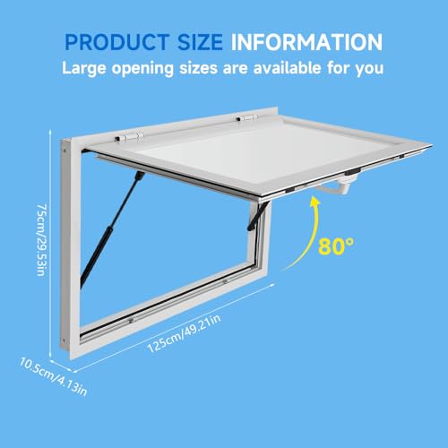 36" x 36" Aluminum Alloy Food Truck Service Window with 4 Screen Windows & Awning Door & Drag Hook H941950