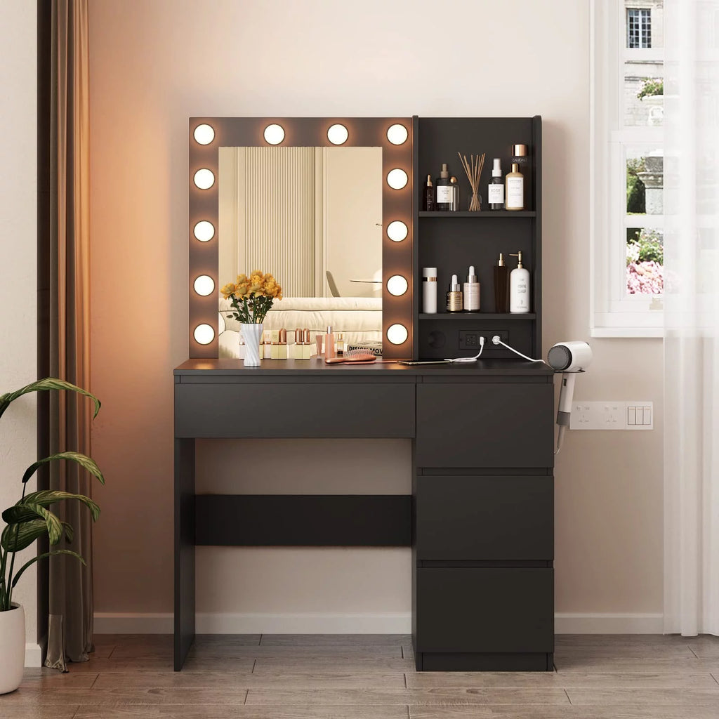 Black 4 Drawer Makeup Vanity Table G228
