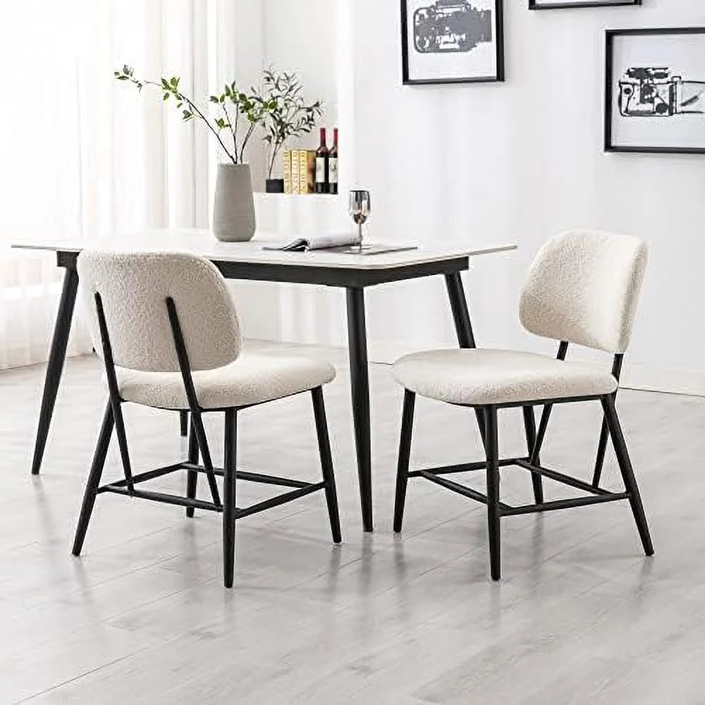 Ivory White Upholstered Armless Dining Chair with Backrest V141722