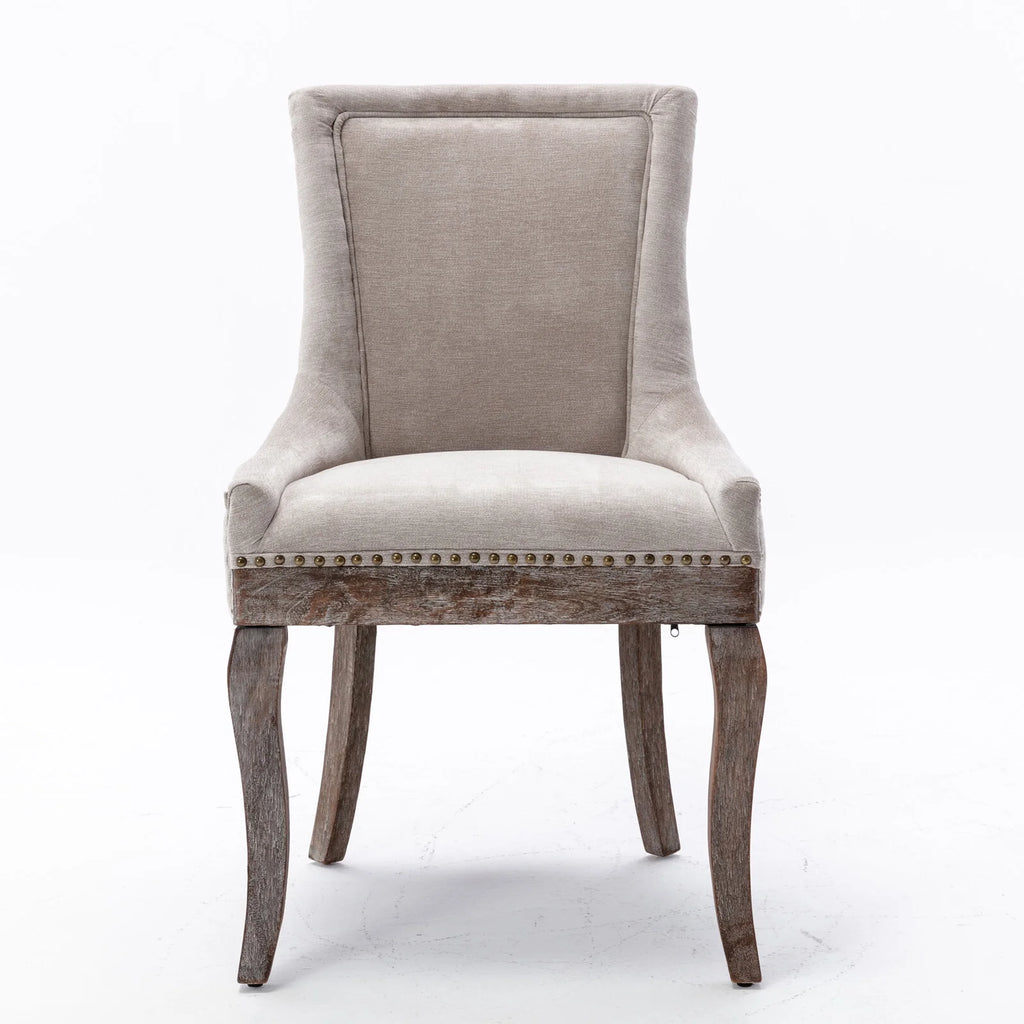 Beige Upholstered Fabric Side Chairs Set of 6 A255