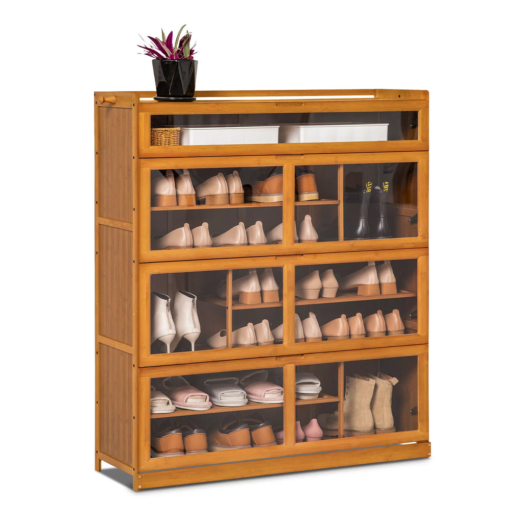 Bamboo 7 Tiers 33 Pairs Shoes Cabinet F21671
