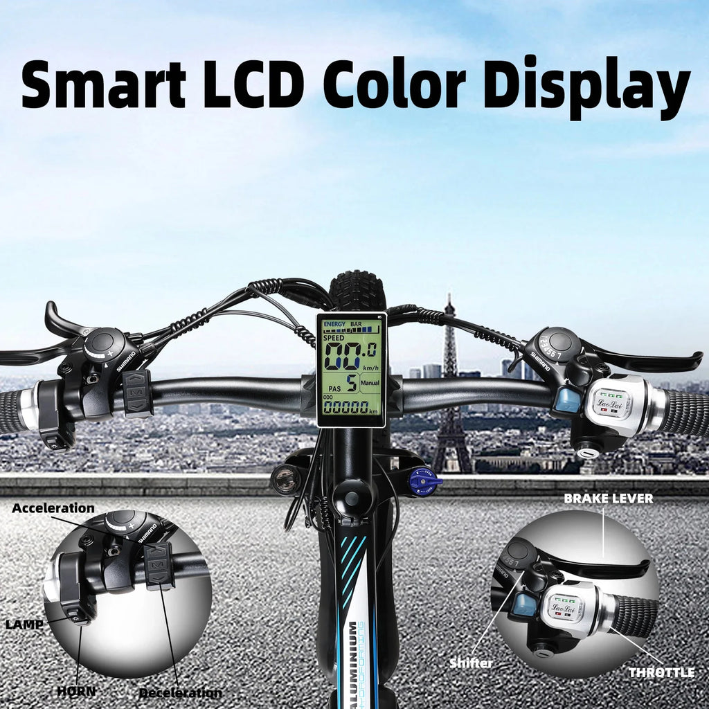 750W Electric Mountain Bike 26" Fat Tire Removable Battery C495