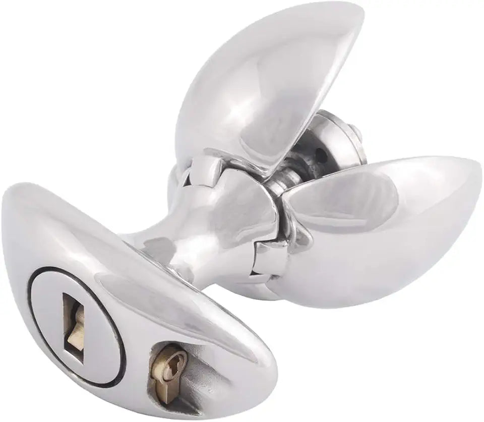Metal Opening Lotus Anal Plugs Heavy Duty 304 Stainless Steel Adjustable Butt Expander with Handles M8608