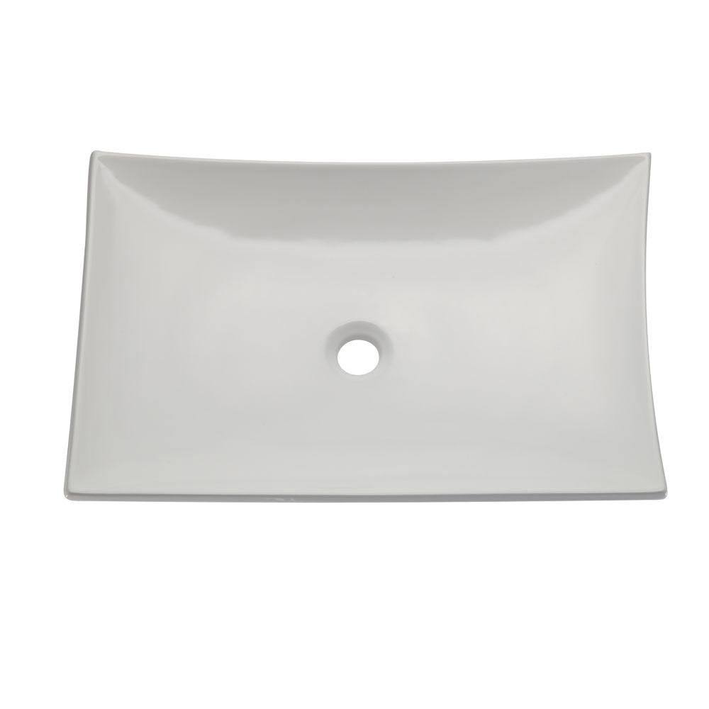 White Rectangular Vessel Sink L106
