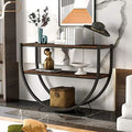 48" Demilune Shape Console Table with Open Shelf Rustic Brown X1115
