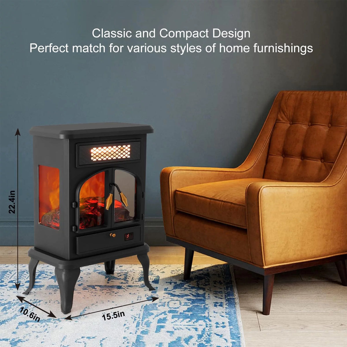 Freestanding Portable Electric Fireplace Heater Stove M177