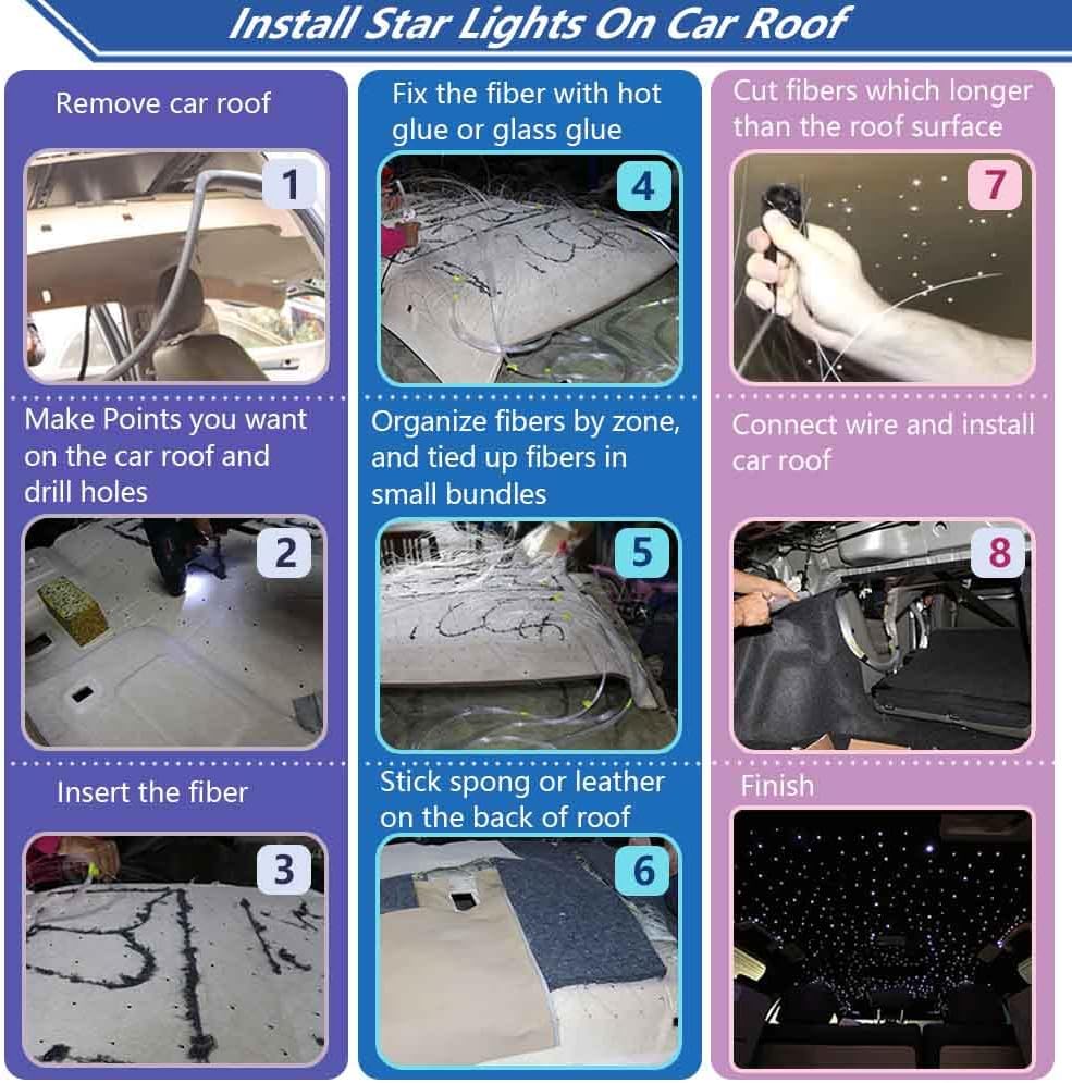 550pcs 0.03in 13.1ft Bluetooth Fiber Optic Star Ceiling Light Kit Z8749