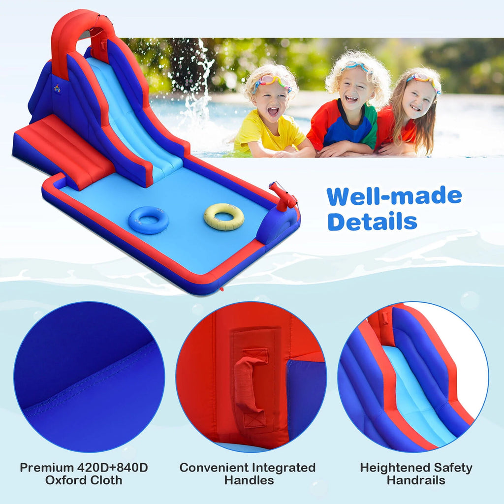 Inflatable Waterslide with Climbing Wall Slide Splash Pool Swim Rings Y20383