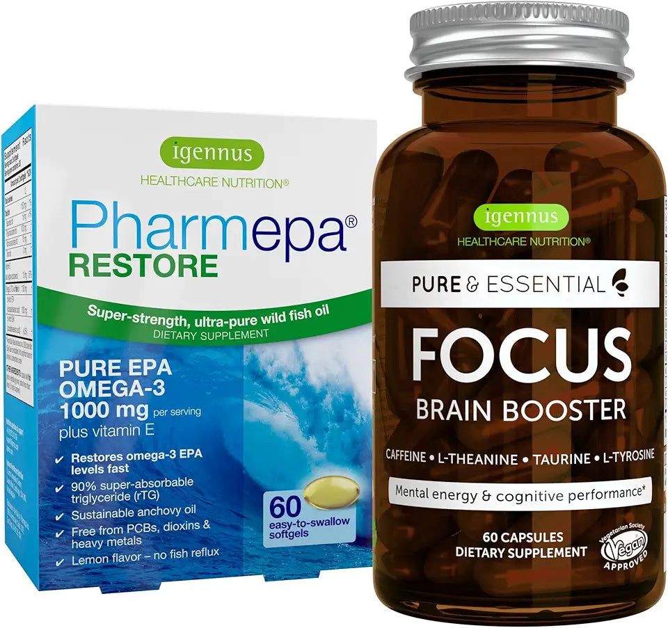 1000mg Pure EPA Fish Oil + 200mg Natural Caffeine Nootropic Bundle P2517