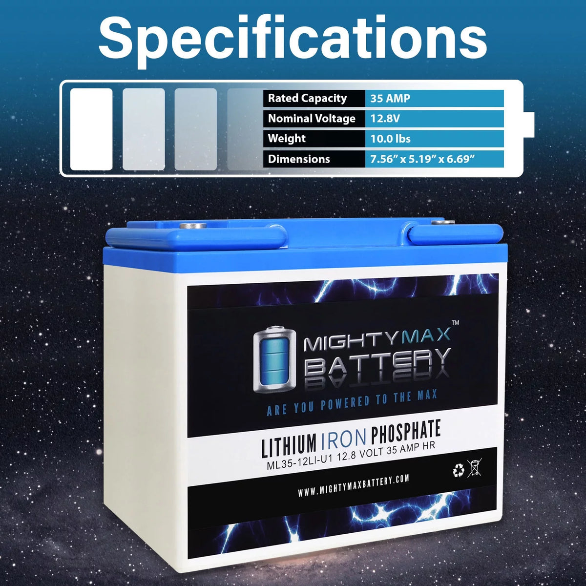 12V 35AH U1 Lithium Replacement Battery C258