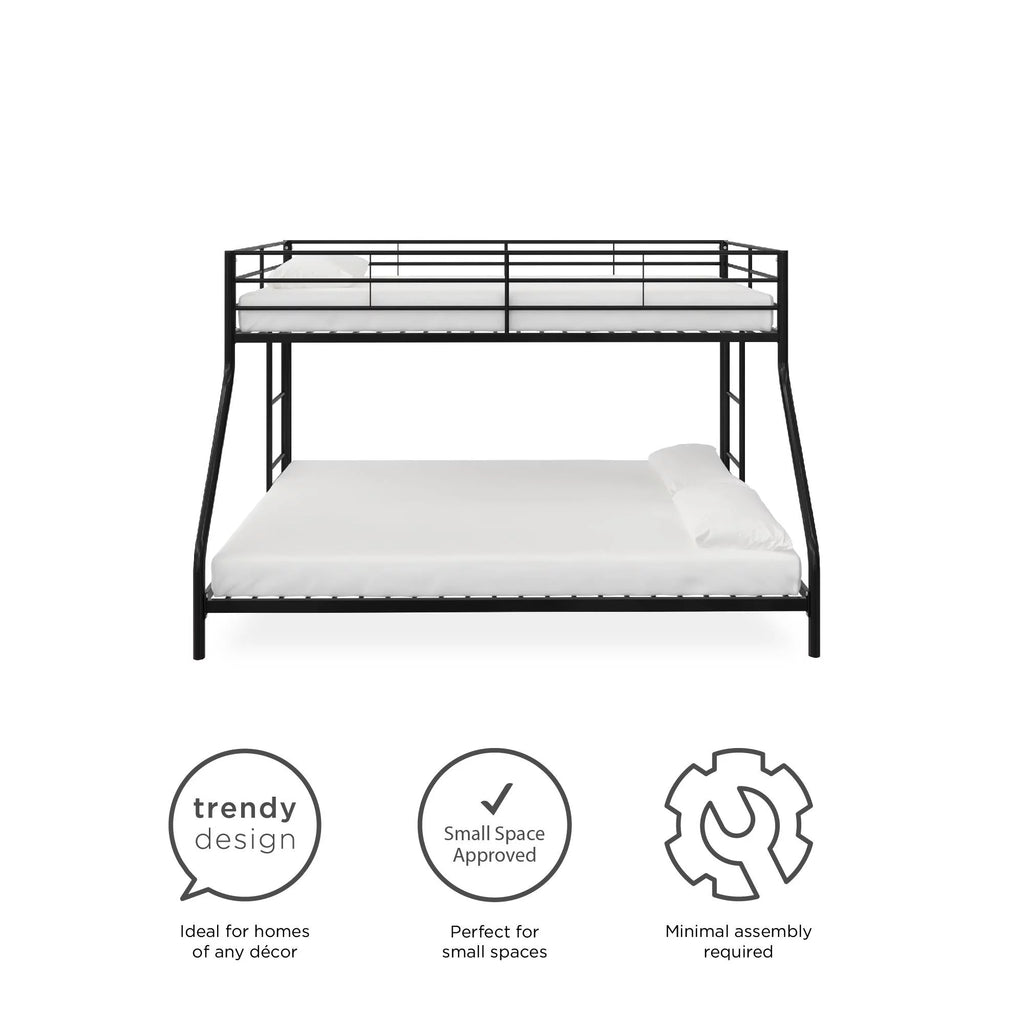 Twin over Full Metal Bunk Bed, Black B6649