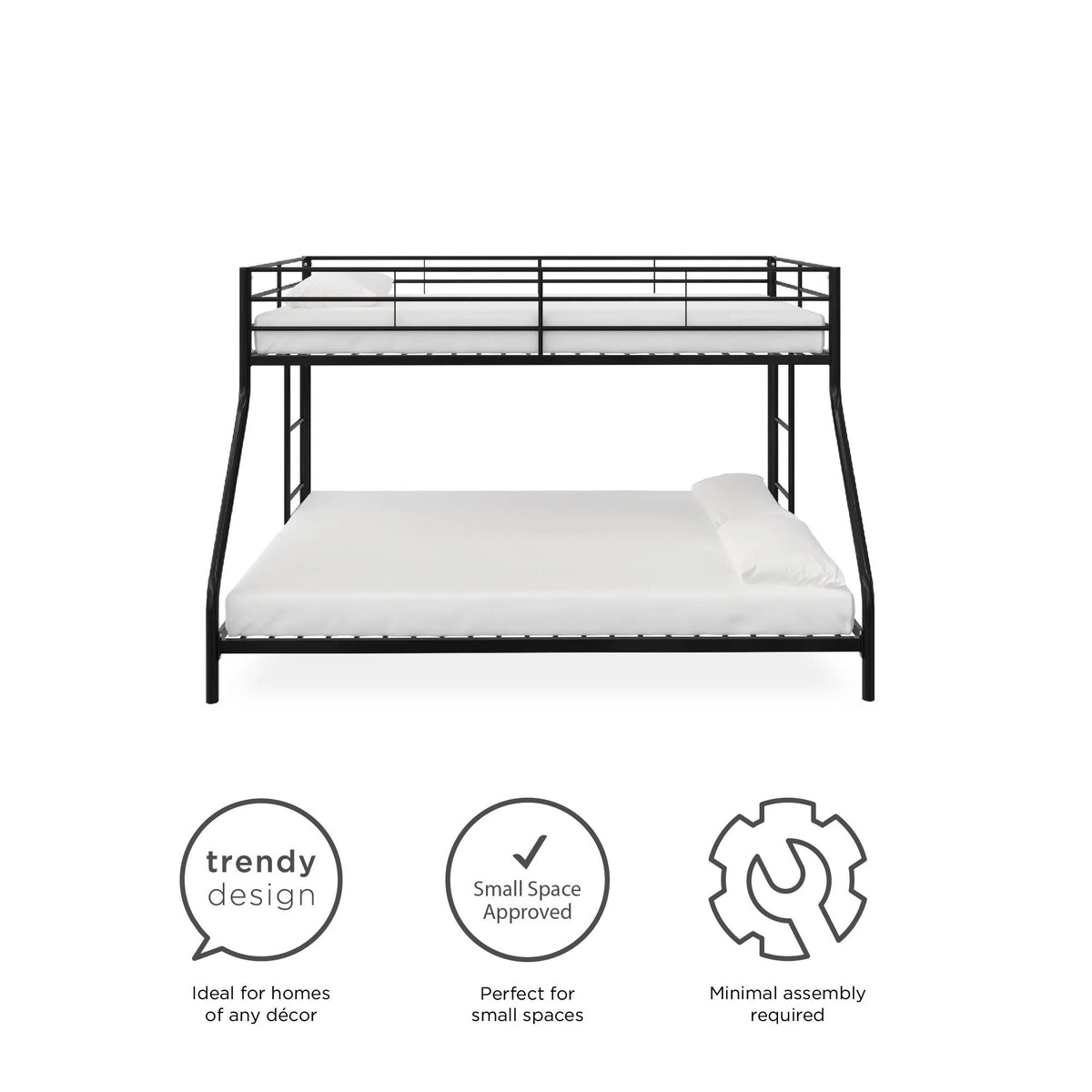 Twin over Full Metal Bunk Bed, Black B6649