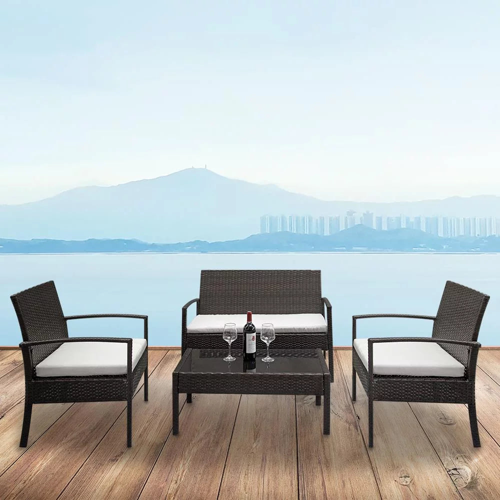 4 PCS Patio Rattan Conversation Furniture Set Z1459