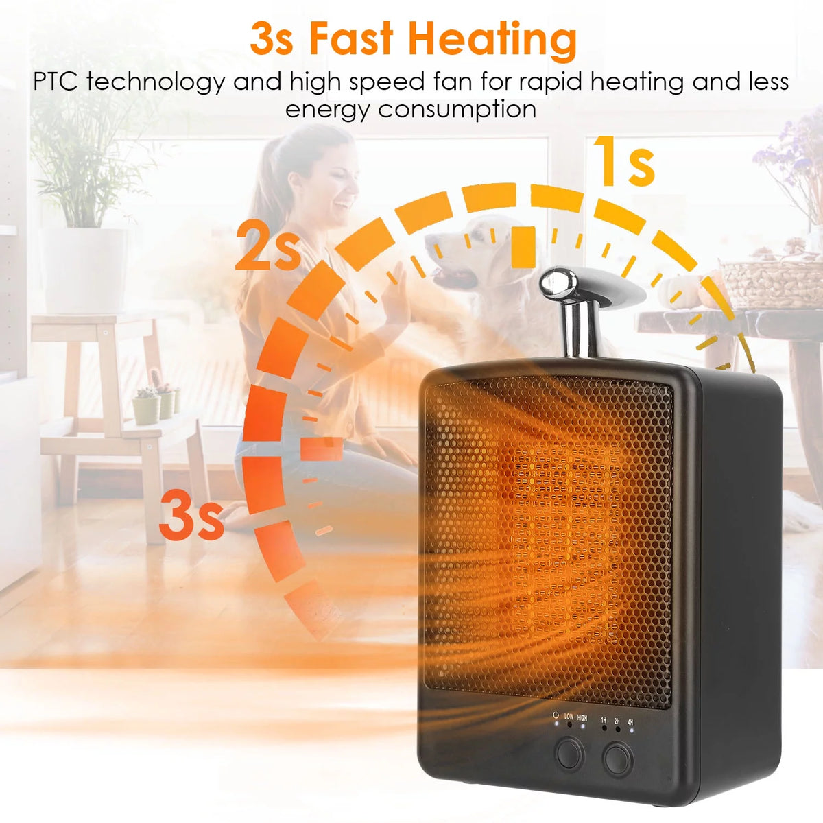 Electric Ceramic Space Heater with Tip-over Protection D556228