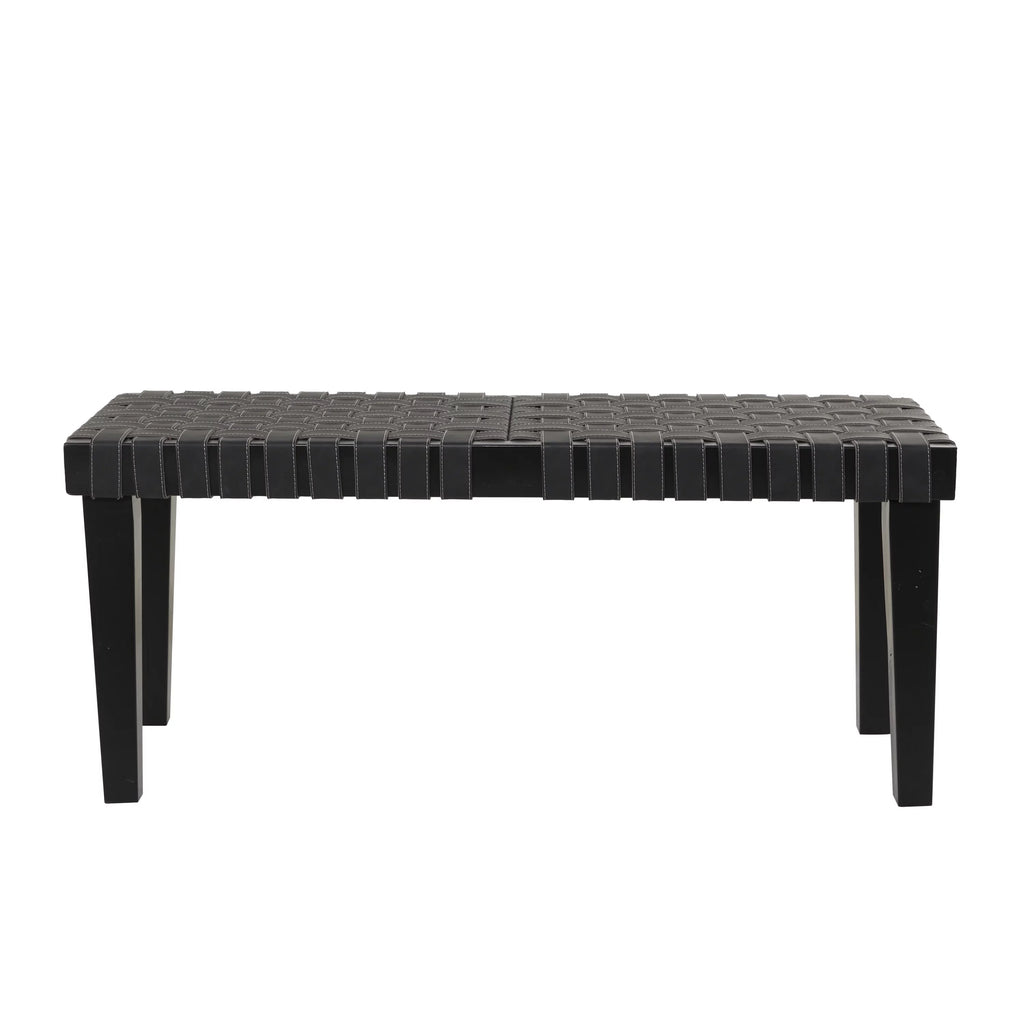 Black Wood Woven Bench A551