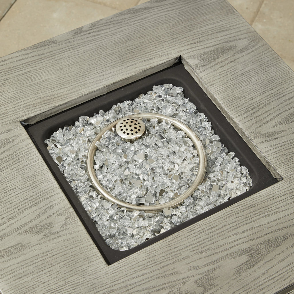 30” Square Wicker Propane Gas Fire Pit Table with Lava Rocks Z265283