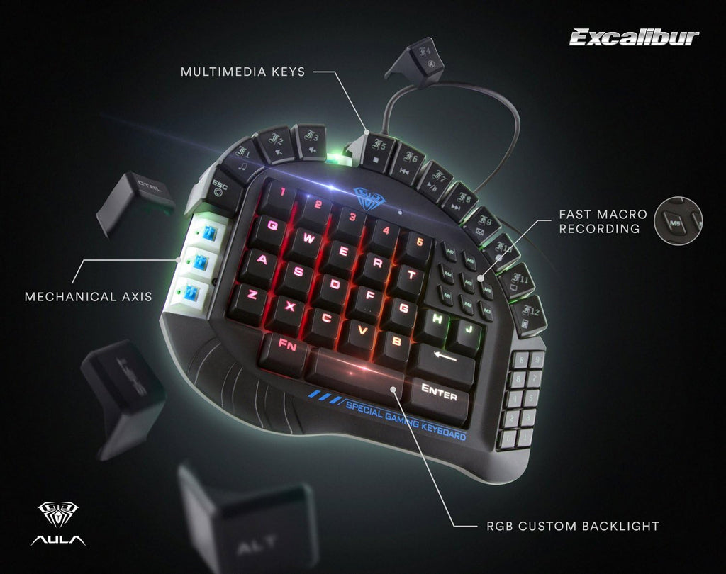 One Handed Mechanical Gaming Keyboard with RGB Backlit Effects F322