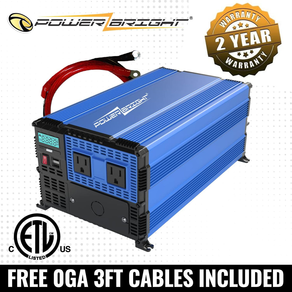 4000 Watts 12V to 110V Modified Sine Wave Car Power Inverter with Dual AC Outlets and Installation Kit C87997