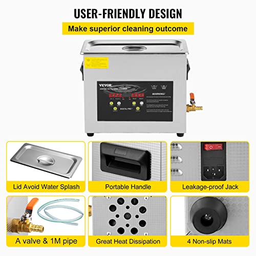 6L Ultrasonic Cleaner with Heater Timer H503