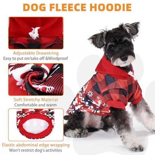 Red Plaid Dog Hoodie with Hat and Pocket O335
