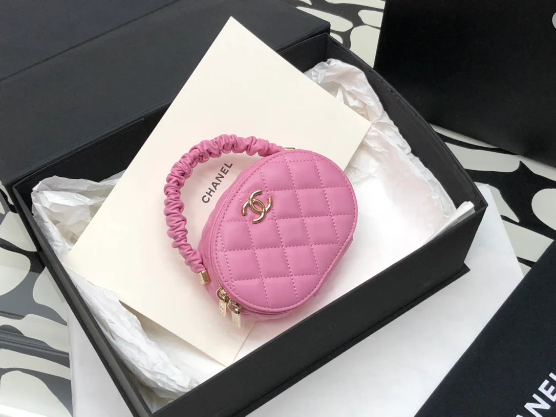 Shiny Gold Pink Vanity Case Bag C495